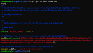 example for infected wordpress index.php